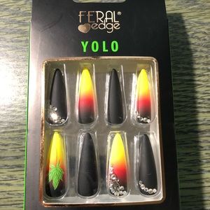 Feral Edge Press-on Glue-on Long Stiletto Nails 24pcs